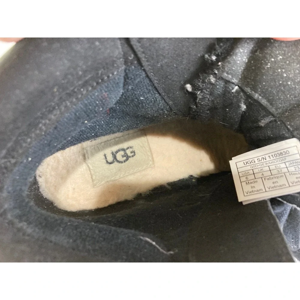 UGG Adirondack Wedge Boots Women 6 Black Waterproof Suede Designer Fall Boho
